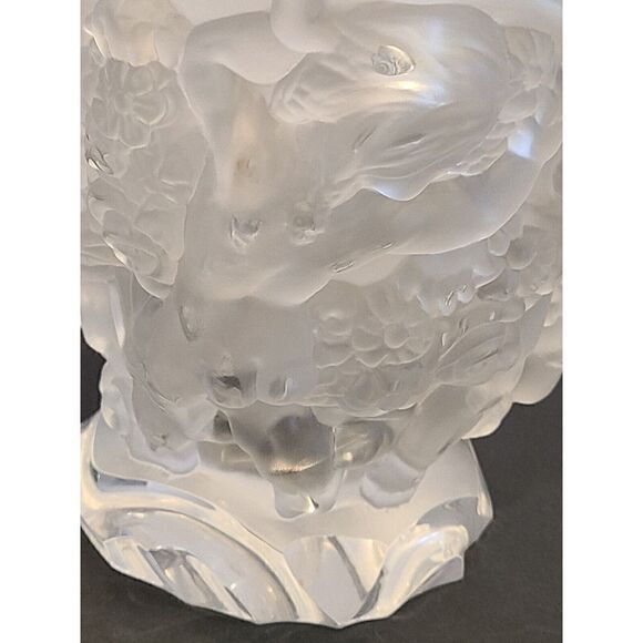 Vintage Desna Czech Semi Frosted Crystal Cherubs & Floral Vase 7.25" Tall EUC - Picture 9 of 13